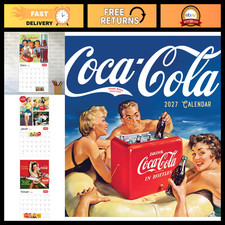 Vintage Coca-Cola Wall Calendar 2027 - Nostalgic 12x12 Inch Decor, Retro Art picture