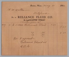 1914 Billhead Embalming Fluid Reliance Co Boston Mortuary Funeral Oddity Morbid picture