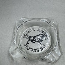 Rare Vintage Black Angus Restaurant Houston Clear Glass Ashtray picture