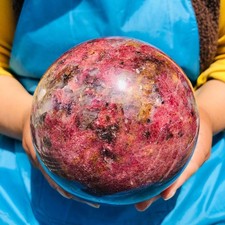6.68 LB Natural Rhodonite Crystal Sphere Pink Black Healing Gem Stone 4787 picture