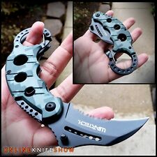 ARMY GREEN CAMO TACTICAL SPRING ASSISTED KARAMBIT KNIFE Folding Pocket Blade NEW picture