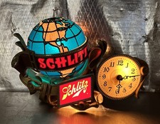 Vintage 1976 Schlitz Beer Clock Globe Grand Baroque Cash Register Sign Working picture