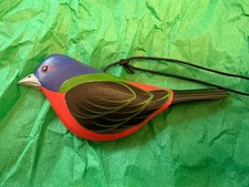 Vtg Starr Decoys Hand Carved Wood Bunting Bird Ornament Signed 2002 Gary M.Starr picture