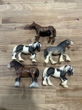 Schleich Lot Of 5 Draft Horses Friesian Shire Clydesdale Tinker Ardennes picture