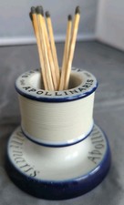 Vintage Apollinaris Match Holder Striker Navy Blue White Burslem England  picture