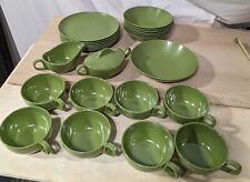 Lot Of 26 Vtg Avocado Green 8 Bowls 7 Plates 8 Cups Unbranded/Lenotex picture