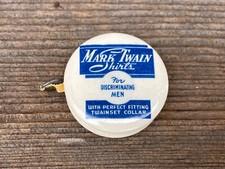VTG MARK TWAIN Shirts Clothing Celluloid Advertising Tape Measure St. Louis MO picture