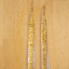 vintage acrylic lucite MCM clear,gold stars candles pair picture