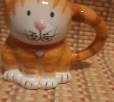 Boston Warehouse Tabby Cat 16 Oz Coffee OLDER STYLE MUG 3D Figural Hand Painted. picture