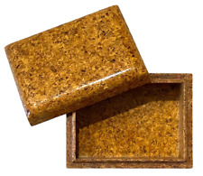 VTG Lacquered Pressed Wood Cork Trinket Jewelry Box 5