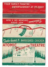 VINTAGE ONTARIO CA ATOMIC DRIVE IN MOVIE THEATRE MATCHBOOK COVER SPRAGGE picture