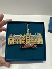Biltmore Estate Christmas Ornament 24 Kt Gold Finish w/box Blue Green  picture