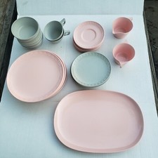 Rare Vtg Pink & Gray Texas Ware Melamine Dishes Pieces 1960s Retro Melmac picture