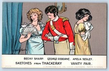 c1910's Sketchers From Thackery Vanity Fair Sydney Carter Signed Postcard picture