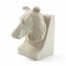 Vintage Collie Dog Head Bookend White Ceramic Porcelain Lassie Style Heavy 6” picture