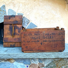 Vintage 81mm Mortar Inert Ammo Wooden Crate picture