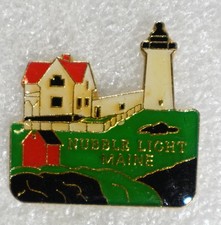 Nubble Light Maine Pinback Button Lighthouse Enamel Clutch Back picture