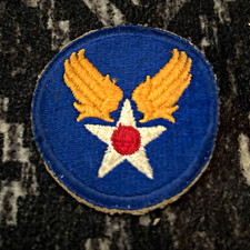 Blue Round Embroidered Militaria Patch White Star Red Circle Gold Wings picture