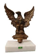 Vintage American Bronze Eagle Statue Trophy on Fine Italian Marble Base picture
