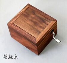 WALNUT WOOD SlIDE HAND CRANK MUSIC BOX  ♫  BEAUTY AND THE BEAST ♫ picture
