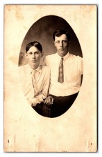 Early 1910s RPPC Brothers Posing Postcard (UnPosted) Real Photo Postcard *Named* picture