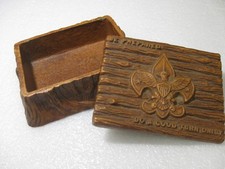 VTG Boy Scout Trinket Box 1946 Cub Scouts Faux Wood Multi Purpose  40s 2 PIECE picture
