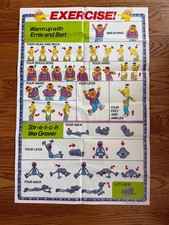 Rare Vintage Bert, Ernie Big Bird and Grover 1982 Muppets Exercise Poster picture