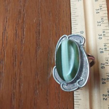 Vtg Old Pawn Navajo Sterling Silver Ring Sz 7 Banded Serpentine Teepee Curios picture