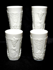 Vintage Indiana Glass Colony Harvest Milk Glass Tumblers Set of 4 White Cups picture