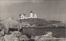 Nubble Light Cape Neddick Lighthouse York Maine ME Coastline RPPC 1951 Postcard picture