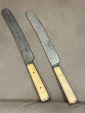 VINTAGE Antique Dinner Knives with Riveted Handles SET of 2 picture