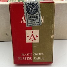 Vtg Arrco Playing Card Company Plastic Coated Playing Cards New Sealed w/ Stamp picture