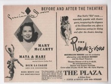Vintage NY Plaza Hotel - Persian Room - Mary McCarty - Mata & Hari - 1951 AD picture