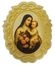 St. Therese of Lisieux  With Baby Jesus  Applique – Italian Rich Gold Fabric picture