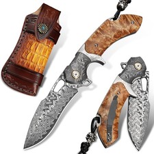 Damascus Steel Folding Pocket Knife For outdoor hunting Fishing camping knife picture