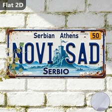 Vintage Sign Plaque Aluminum Flat Plaque Novi Sad Cityscape Decor 12x6 picture