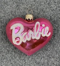 Vintage 1998 Christopher Radko BARBIE Holiday Glass Ornament Pink Heart Only picture