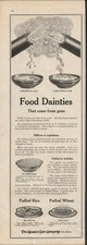 Quaker Oats Cereal Breakfast Puffed Wheat Rice Bowl  1920s Print Ad 458 picture
