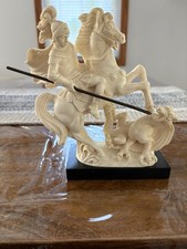 RARE VTG alabaster/Ivory Saint George & the Dragon G. Ruggeri ITALY NEW Bianchi picture