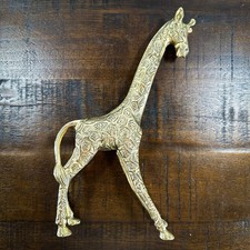 Vintage Solid Brass Standing Giraffe Figurine 8” picture