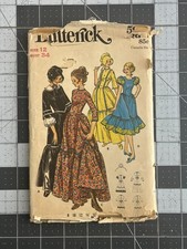 Vintage Butterick 5939 Colonial Dress Bonnet Pattern Size 12 Uncut 1975 picture