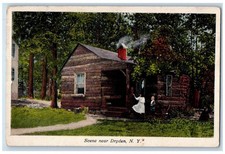 1915 Log House Scene Near Dryden New York NY Posted Antique Postcard picture