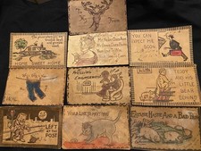 10 Vtg 1900’s Leather Postcard 1  2 Cent Cancelled Stamp Drunk Pig Cat Toy Bear picture