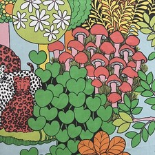 Vintage Stevens Utica Jungle Animal  MOD Twin Sheet Set Flat Fitted picture