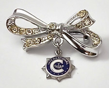 Vintage Civitan International Lapel Pin Silver Tone Bow & Enameled Medallion picture