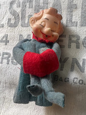 Vintage NOEL Japan Elf/Gnome Figure Green Felt Outfit Red Collar Mittens picture