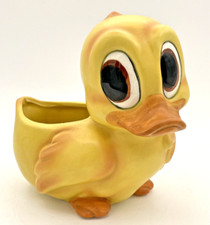 Yellow Duck Planter Bright Eyed And Bushy Tail (When Plant Added) 6” Tall picture