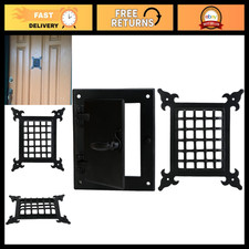Cast Iron Speakeasy Door Grill with Viewing Window, Black Powder Coated, Medium picture