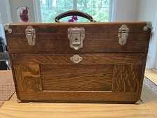 Vintage H. Gerstner & Sons 7 drawer  Oak Wood Machinist Tool Chest Box EUC picture