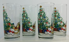 Set 4 Vintage 1988 AHC Anchor Hocking Holiday Christmas Cottagecore Glasses 12oz picture